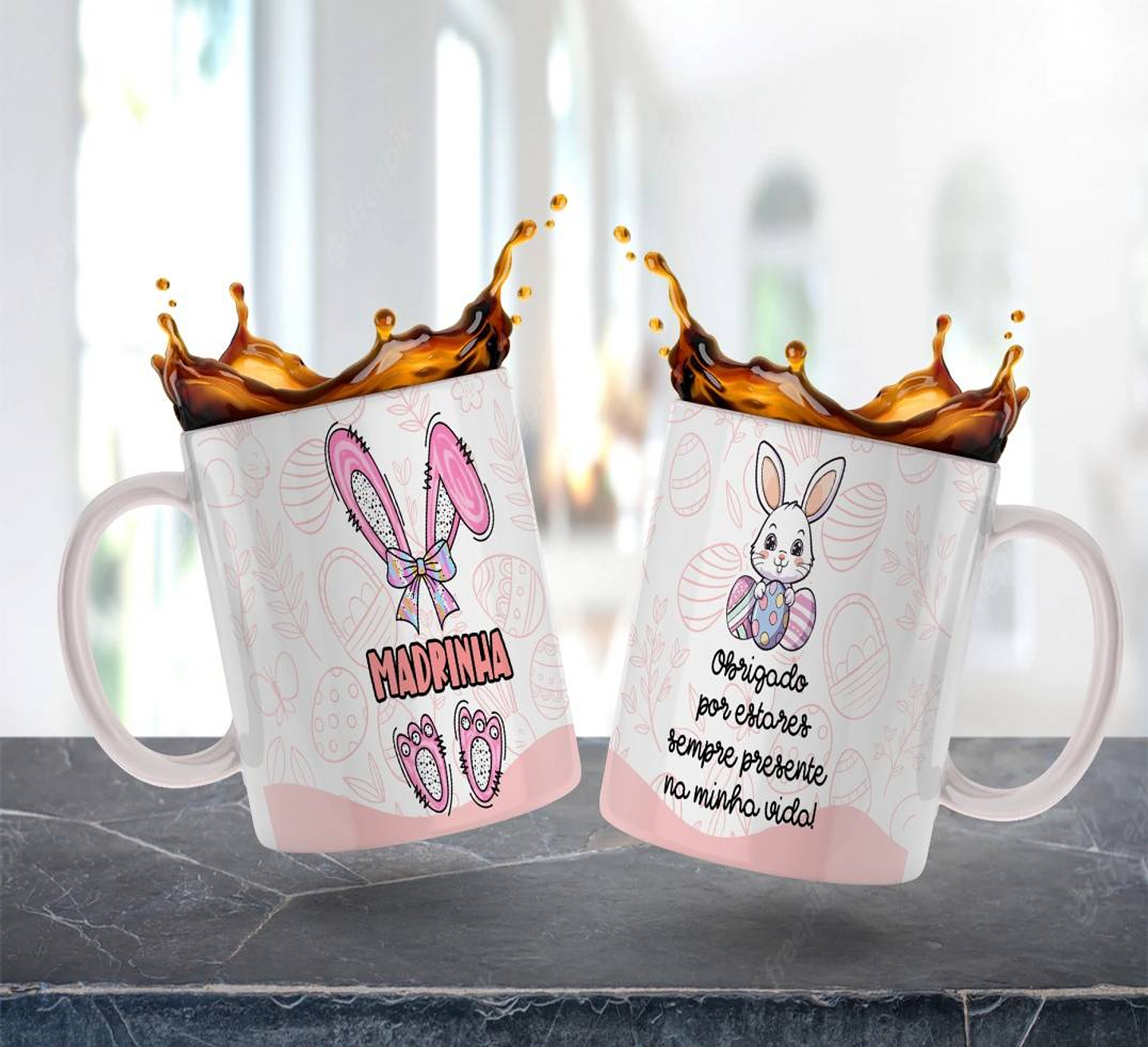 4 Artes para Caneca Estampa Padrinhos Páscoa em Jpg  4