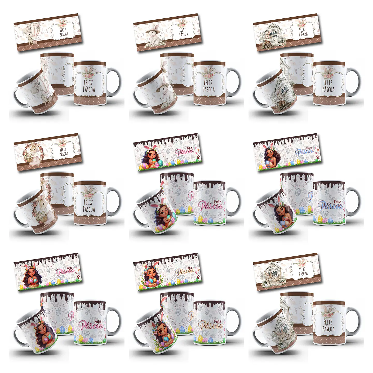 110 Artes para Caneca Pascoa Coelhinhos Jesus e Personagem Arquivo em Jpg 6