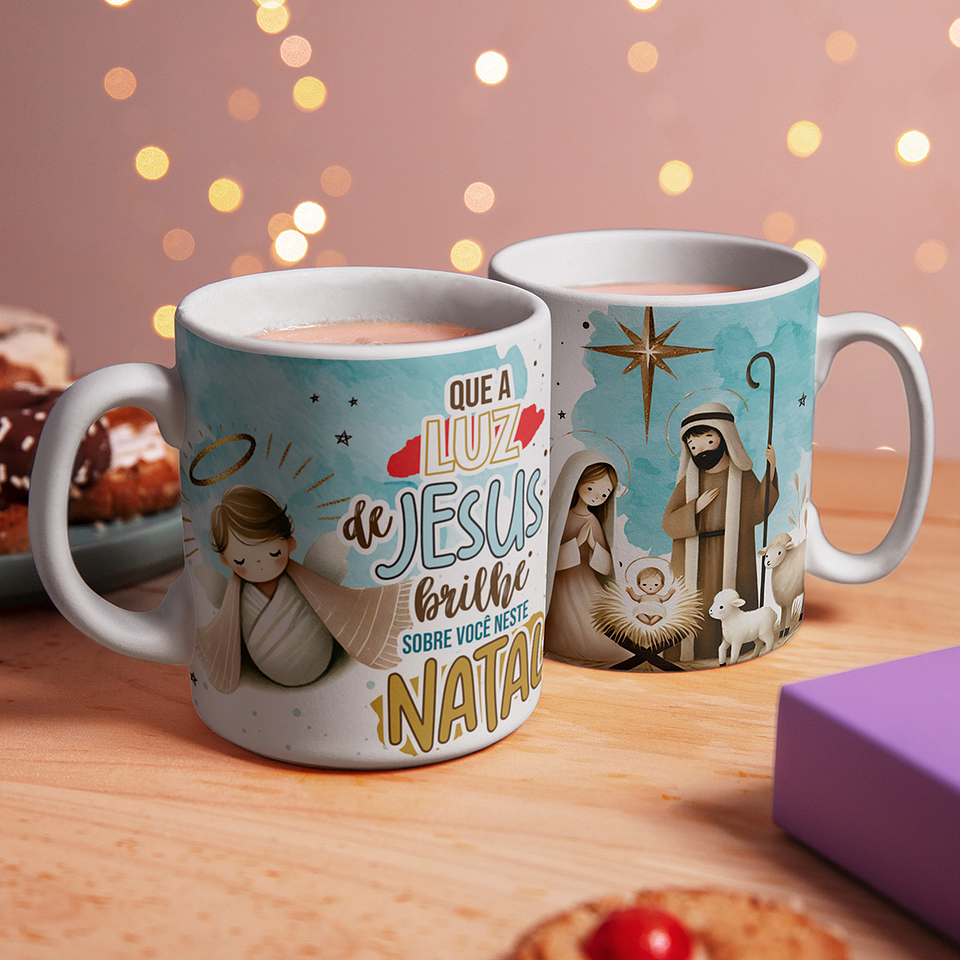 5 Artes para Caneca Jesus Verdadeiro Natal Arquivo Editável 2