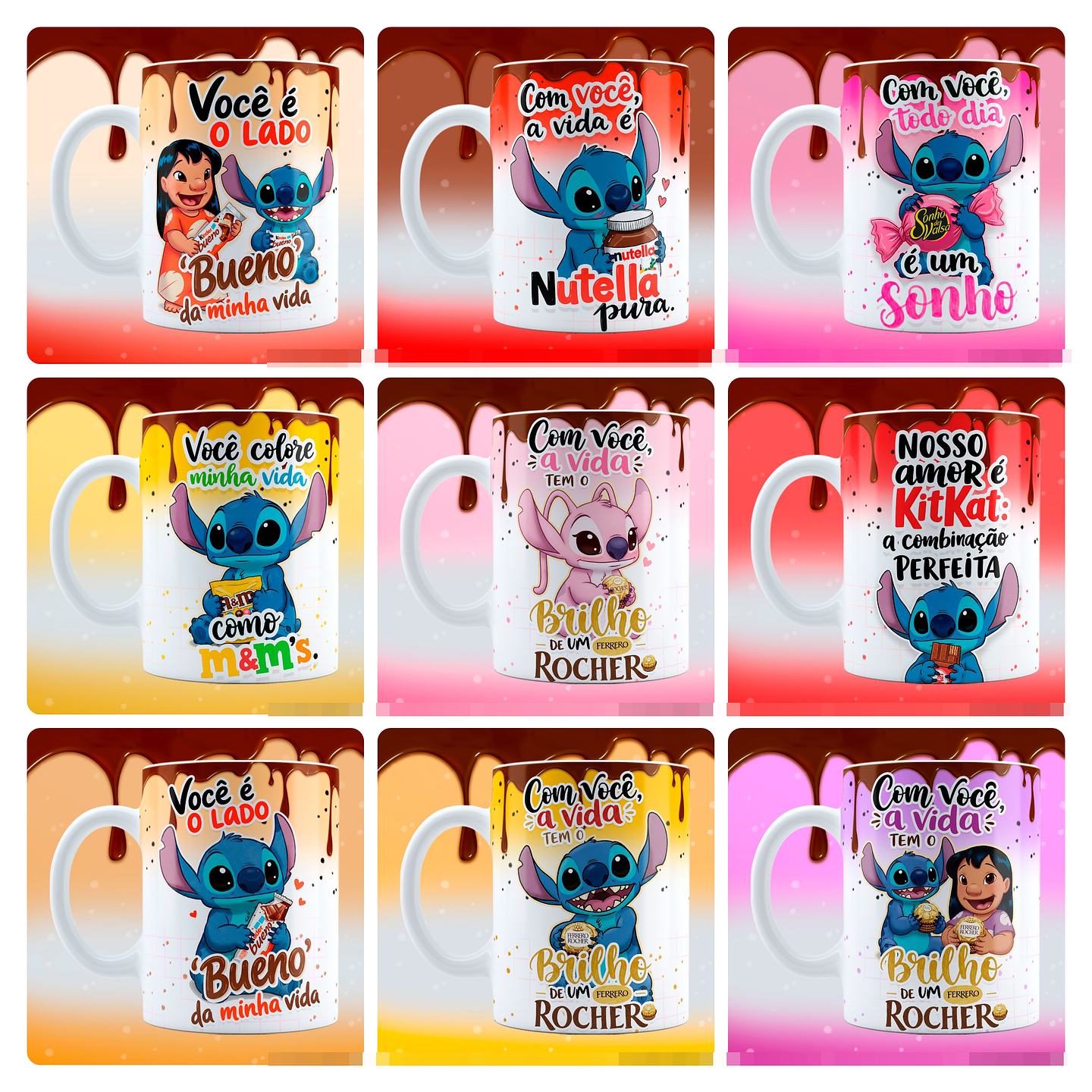 15 Artes para Caneca Stitch Amor de Chocolate Arquivo em Jpg 5