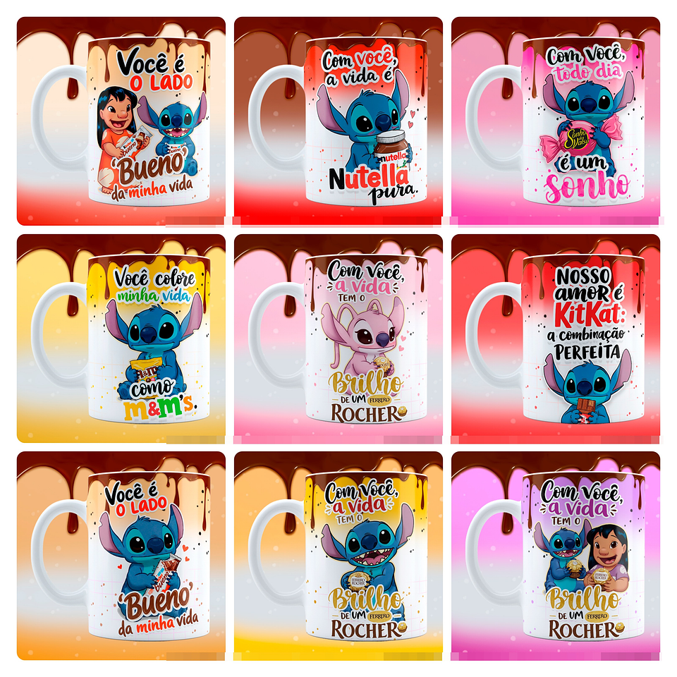 15 Artes para Caneca Stitch Amor de Chocolate Arquivo em Jpg 5