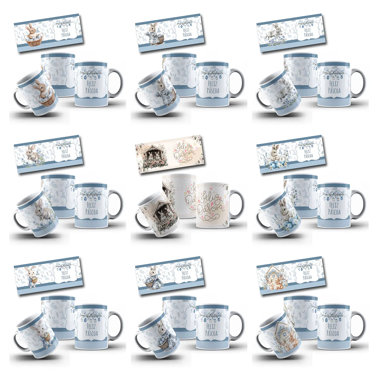 110 Artes para Caneca Pascoa Coelhinhos Jesus e Personagem Arquivo em Jpg 8