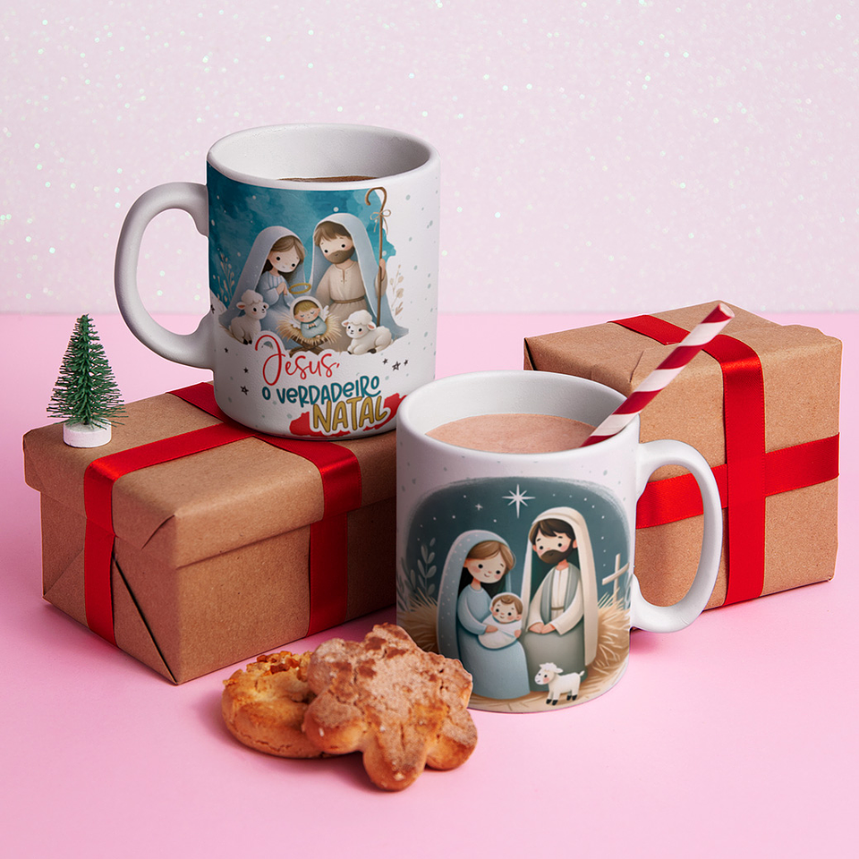 5 Artes para Caneca Jesus Verdadeiro Natal Arquivo Editável 3