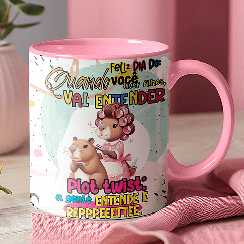 9 Artes para Caneca Dia das Mães Capivara Arquivo Editável