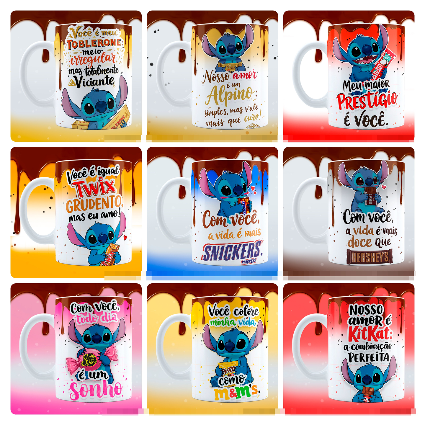 15 Artes para Caneca Stitch Amor de Chocolate Arquivo em Jpg 6