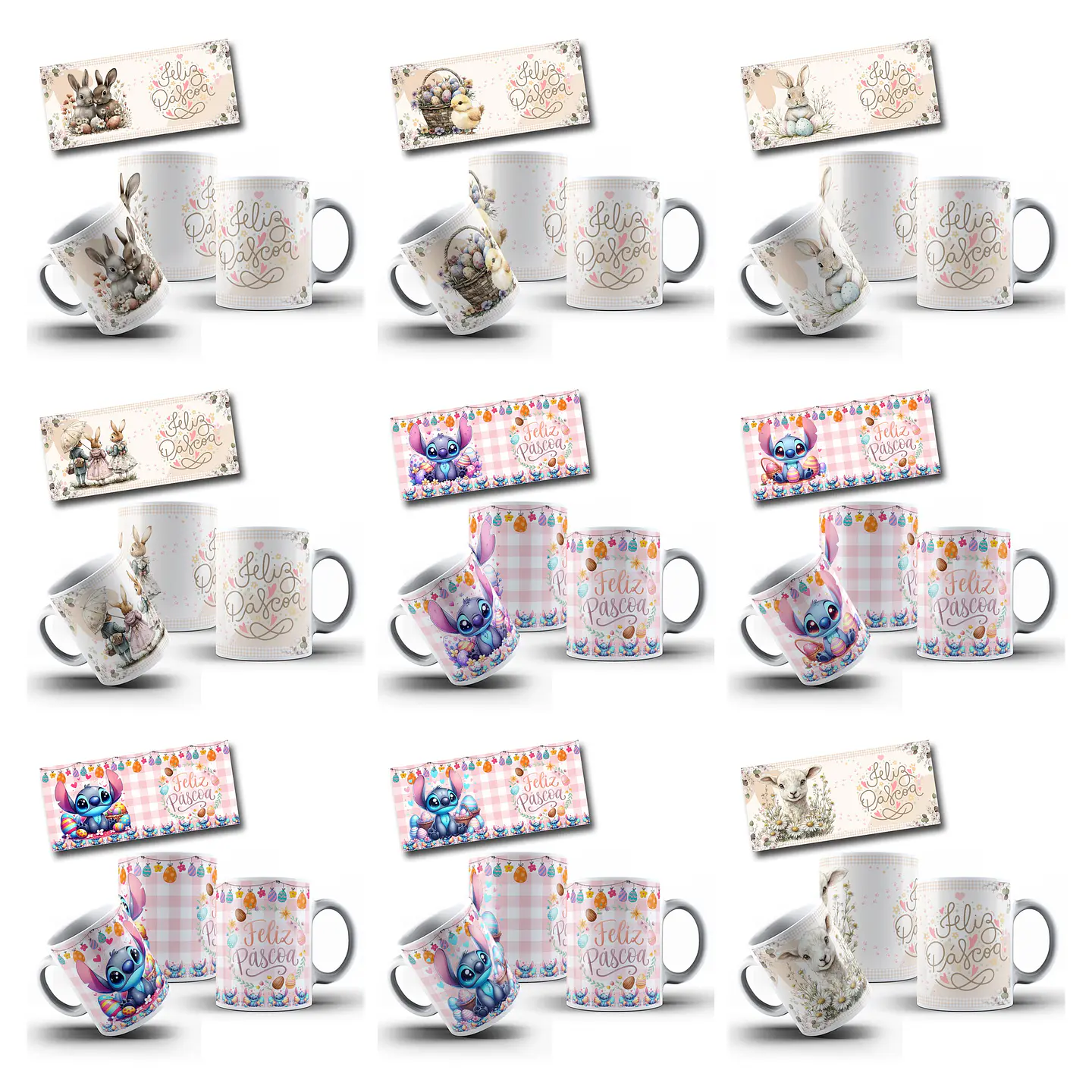 110 Artes para Caneca Pascoa Coelhinhos Jesus e Personagem Arquivo em Jpg 9