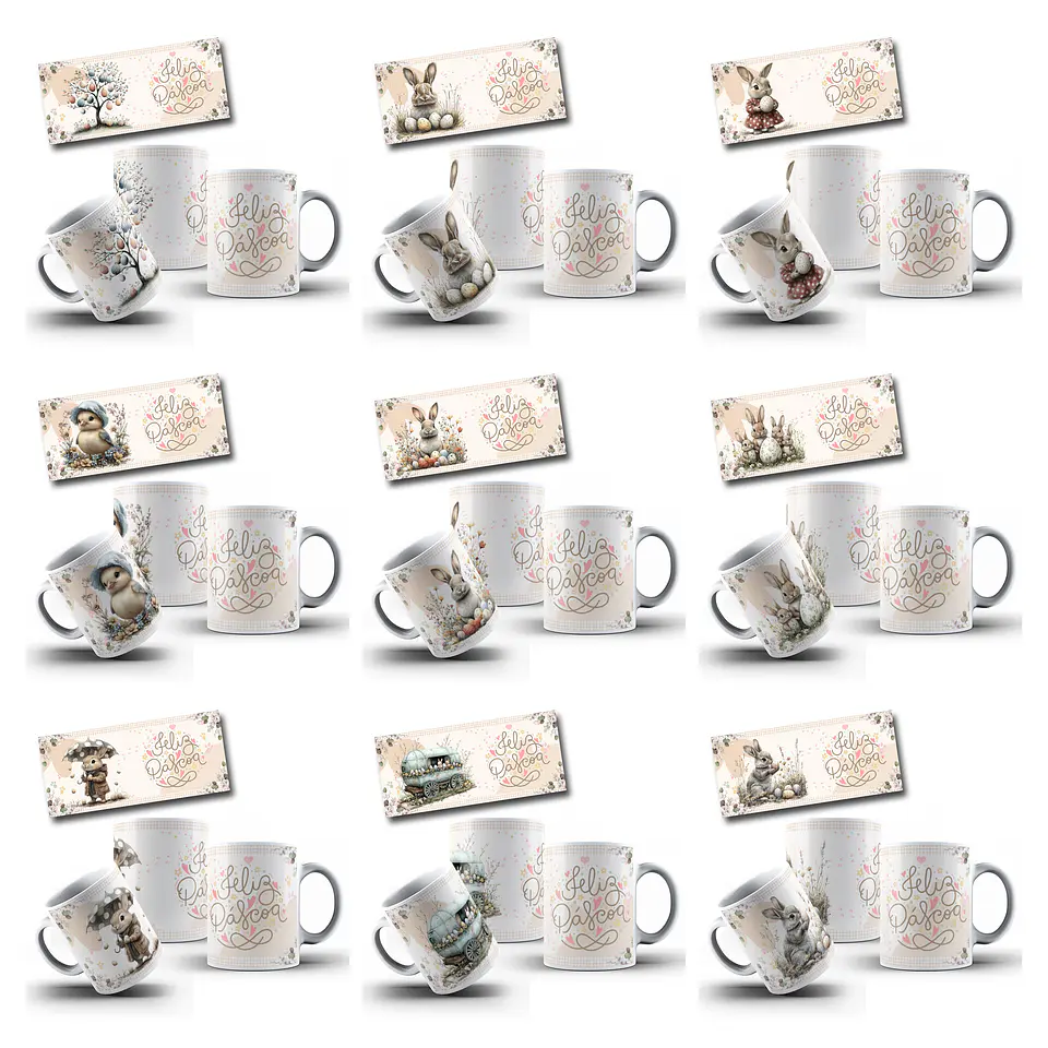 110 Artes para Caneca Pascoa Coelhinhos Jesus e Personagem Arquivo em Jpg 10