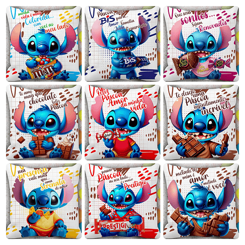 14 Artes para Almofada Páscoa Chocolate Stitch Editável