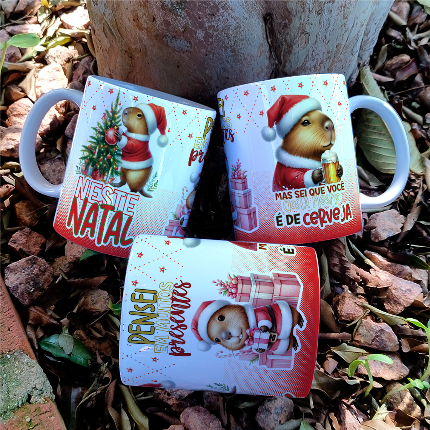 8 Artes para Caneca Natal Capivara Arquivo Editável 3