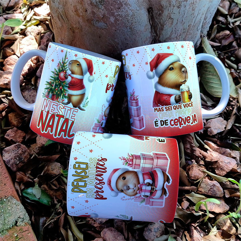 8 Artes para Caneca Natal Capivara Arquivo Editável 3