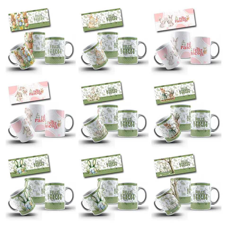 110 Artes para Caneca Pascoa Coelhinhos Jesus e Personagem Arquivo em Jpg 11