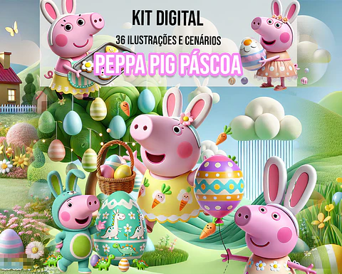 Kit Digital Páscoa Peppa Pig Arquivo em Png