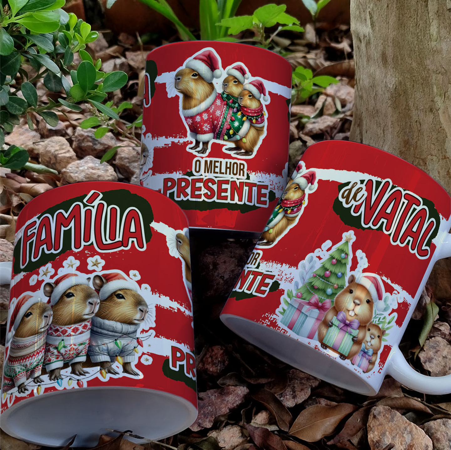 8 Artes para Caneca Natal Capivara Arquivo Editável 8