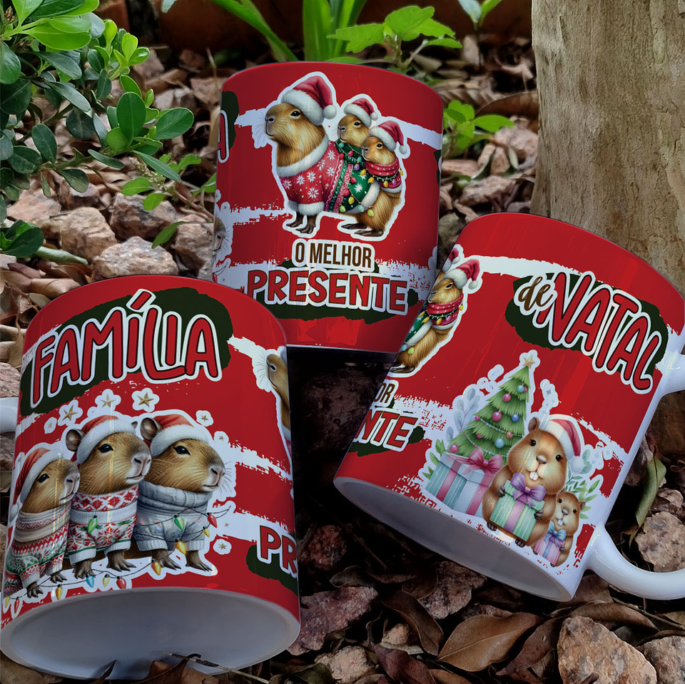8 Artes para Caneca Natal Capivara Arquivo Editável 8