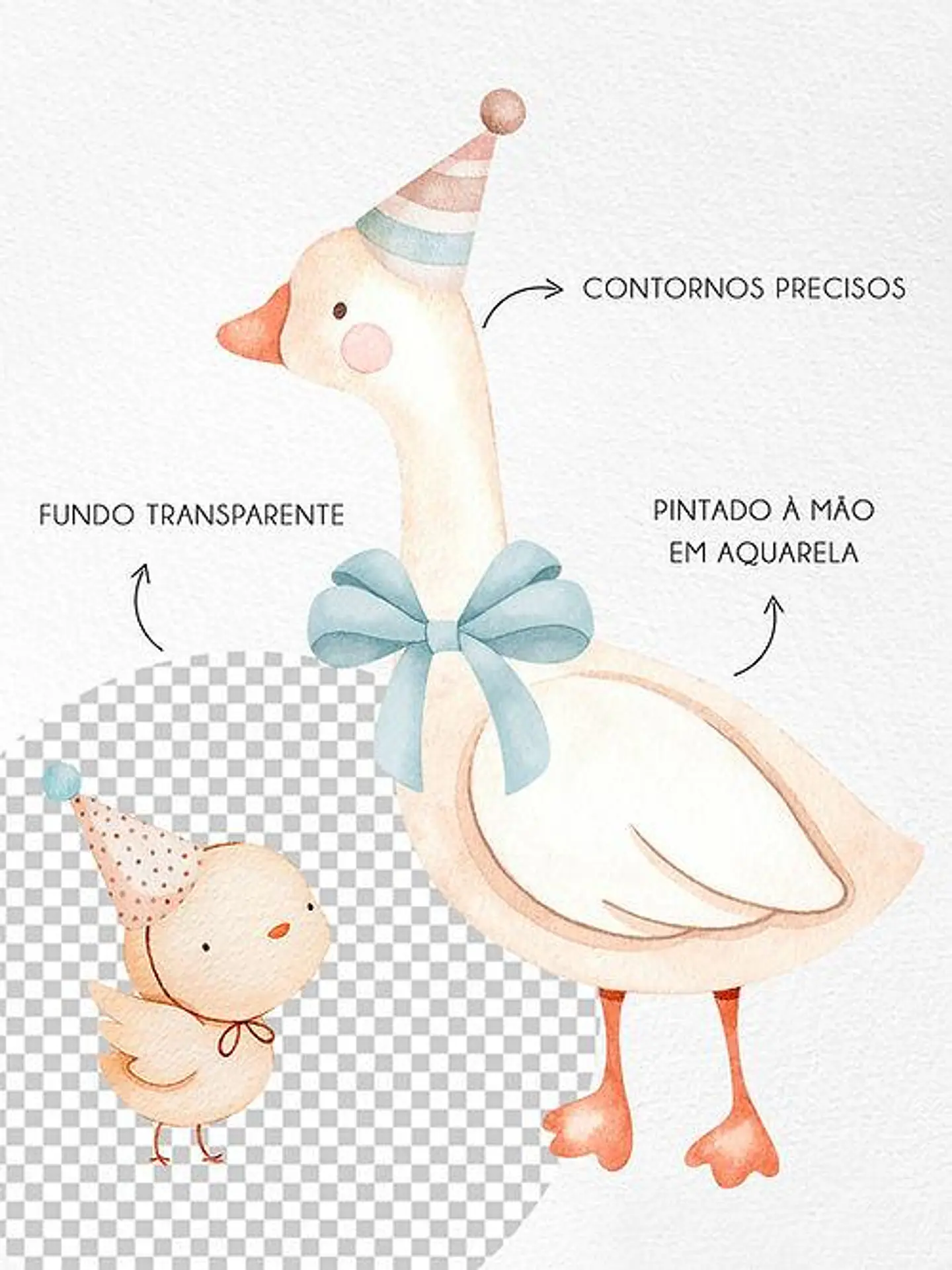 Kit Digital Sr Ganso e Pintinho Aquarela Numerais Arquivo em Png  5