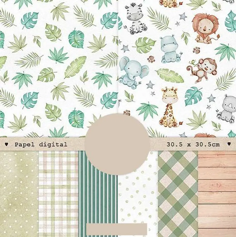 Kit Digital Safari Aquarelado Arquivo em Png  3