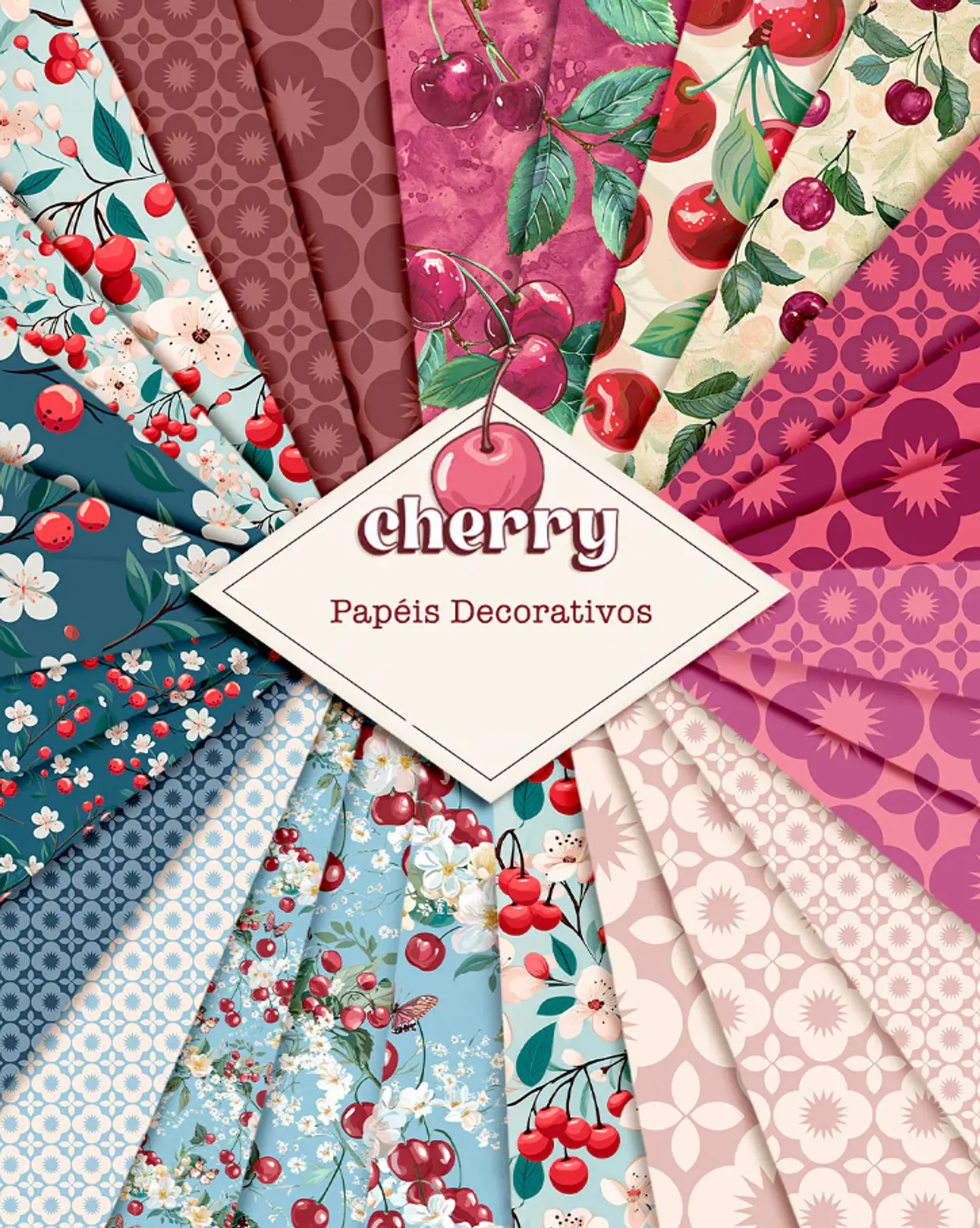 Kit Digital Cherry Cerejas Arquivo em Png 2