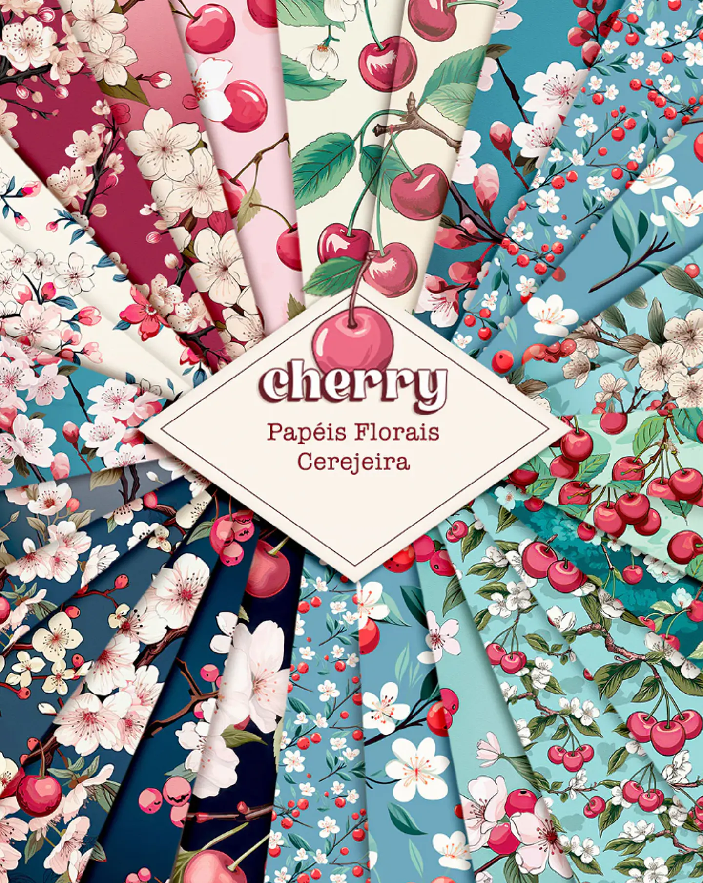 Kit Digital Cherry Cerejas Arquivo em Png 3