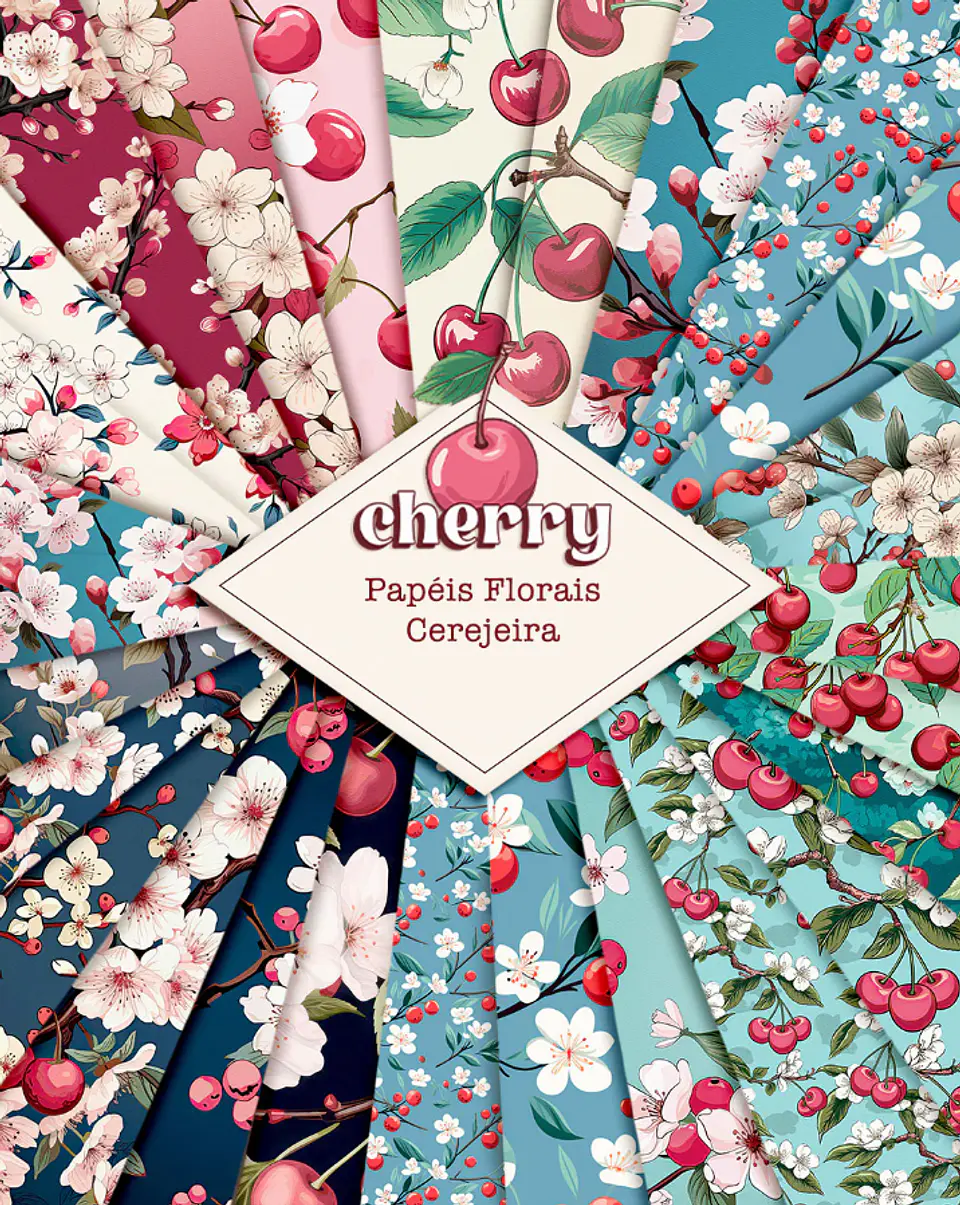 Kit Digital Cherry Cerejas Arquivo em Png 3