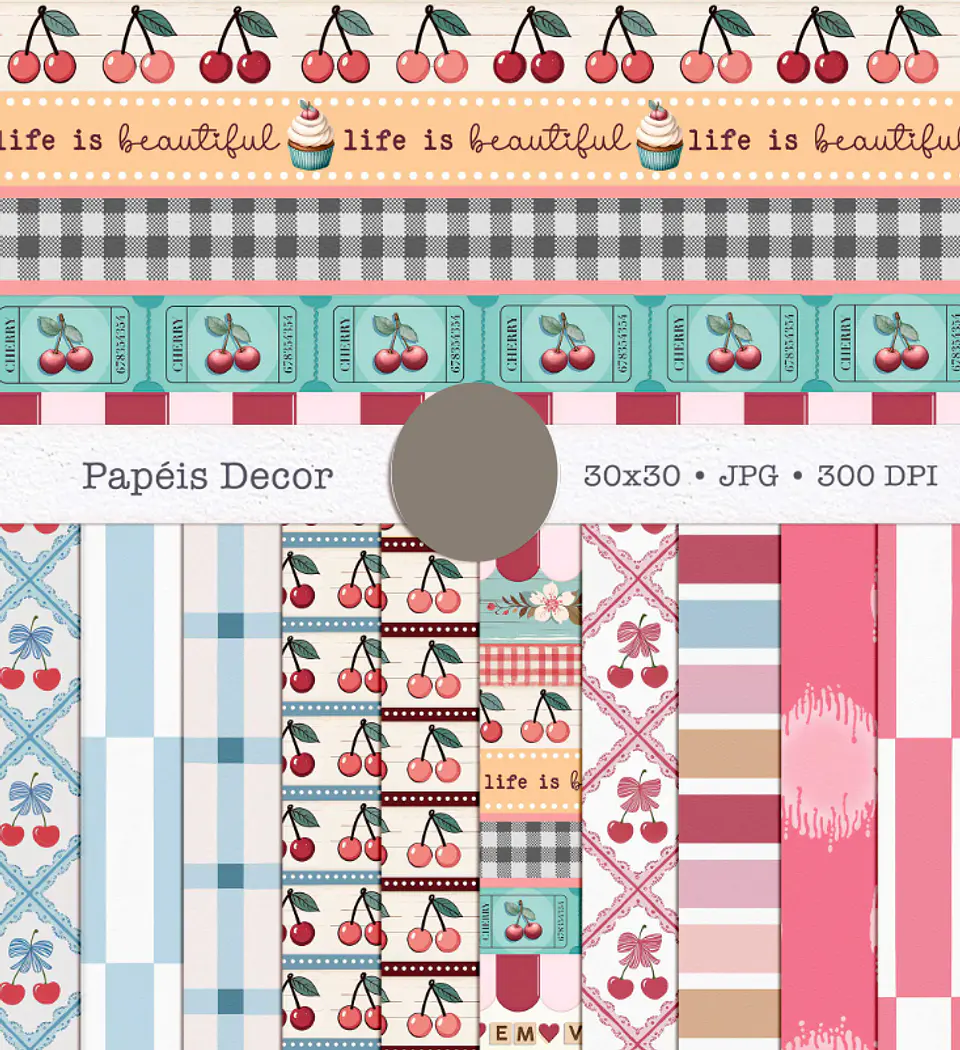 Kit Digital Cherry Cerejas Arquivo em Png 7
