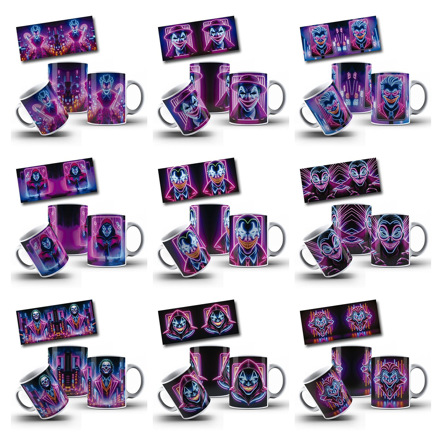 20 Artes para Caneca Coringa Neon Arquivo em Jpg 1