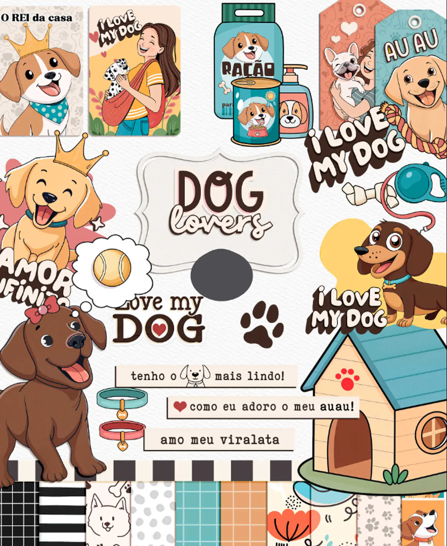 Kit Digital Pet Lovers Gatinhos e Cachorros Arquivo em Png 2