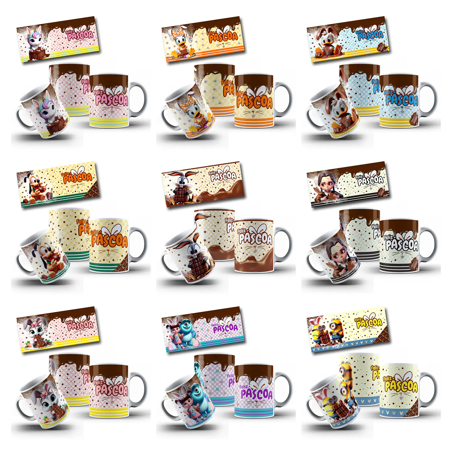 50 Artes para Caneca Páscoa Princesas, Heróis e Diversos Arquivo em Jpg   3