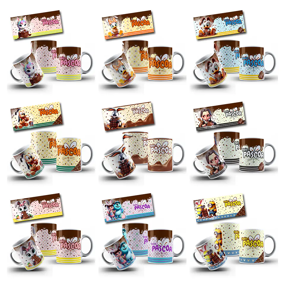 50 Artes para Caneca Páscoa Princesas, Heróis e Diversos Arquivo em Jpg   3