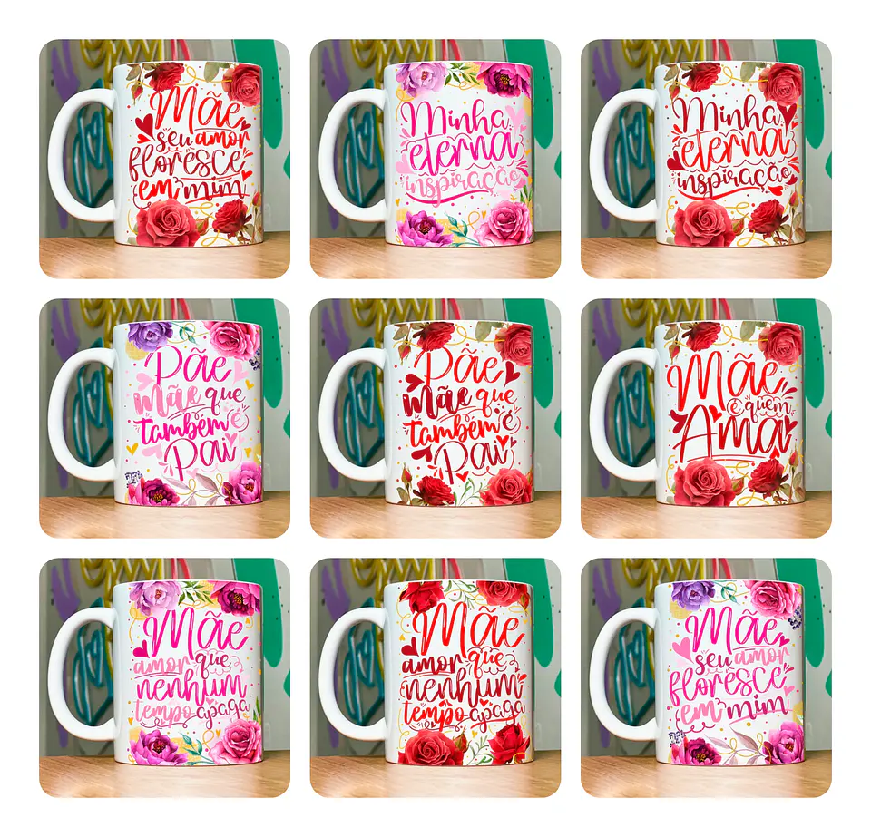 18 Artes para Caneca Dia das Mães Floral Arquivo em Jpg 7