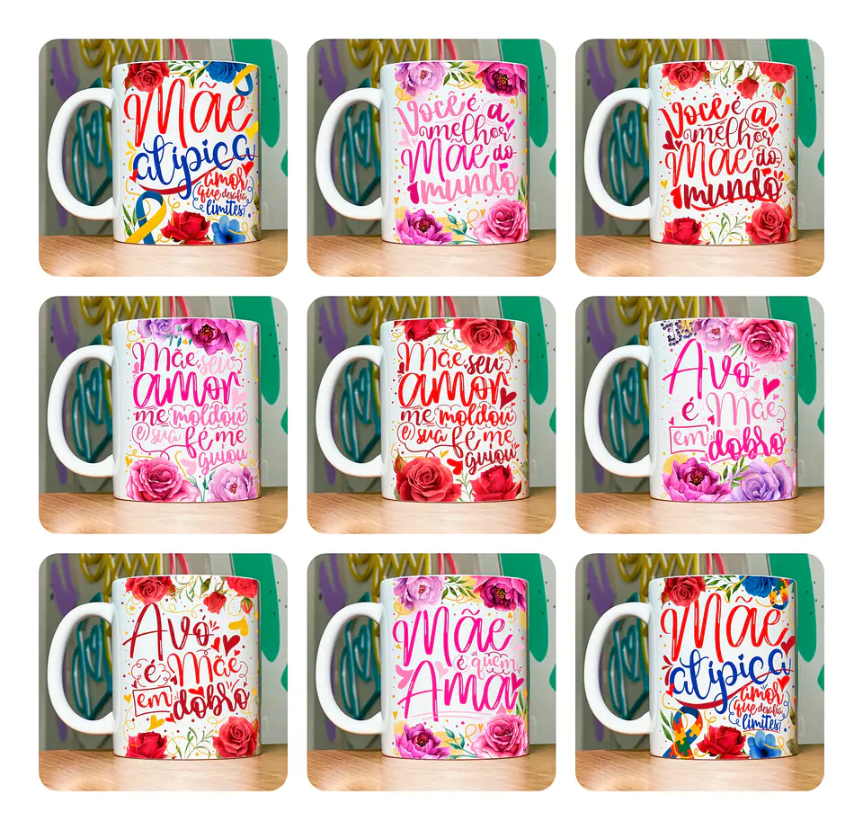 18 Artes para Caneca Dia das Mães Floral Arquivo em Jpg 8
