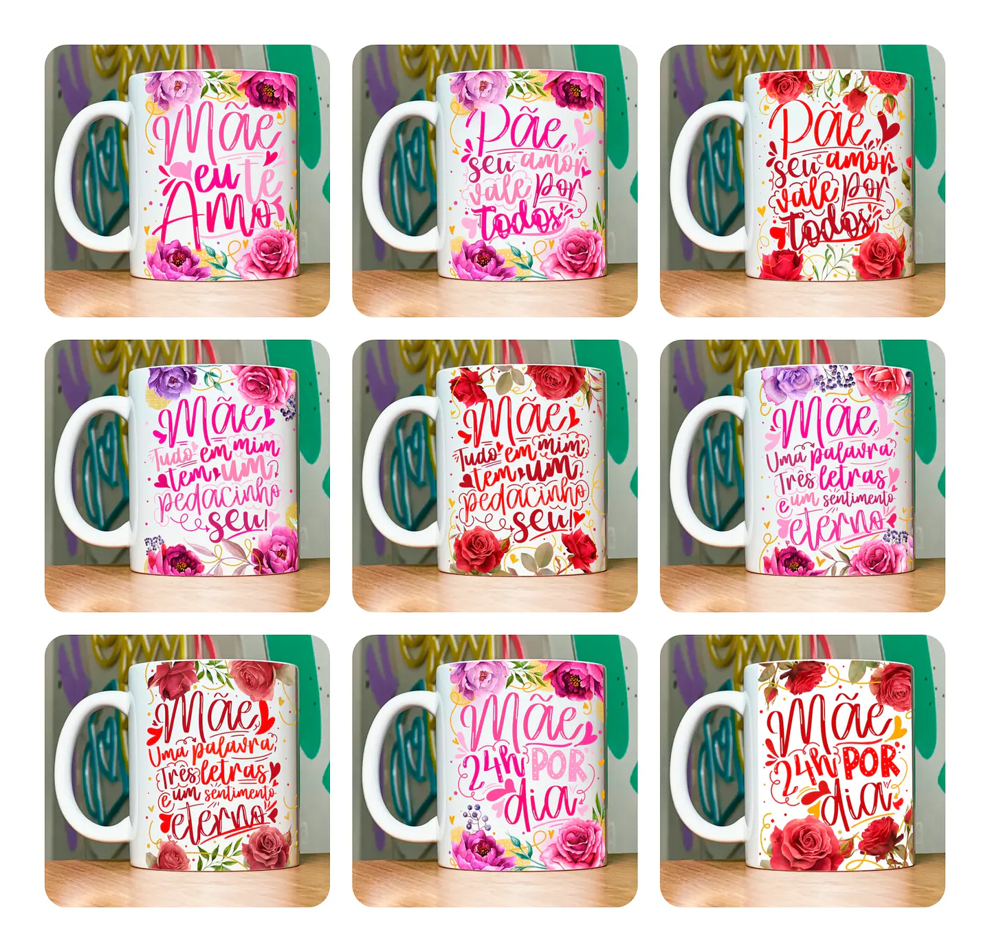 18 Artes para Caneca Dia das Mães Floral Arquivo em Jpg 9