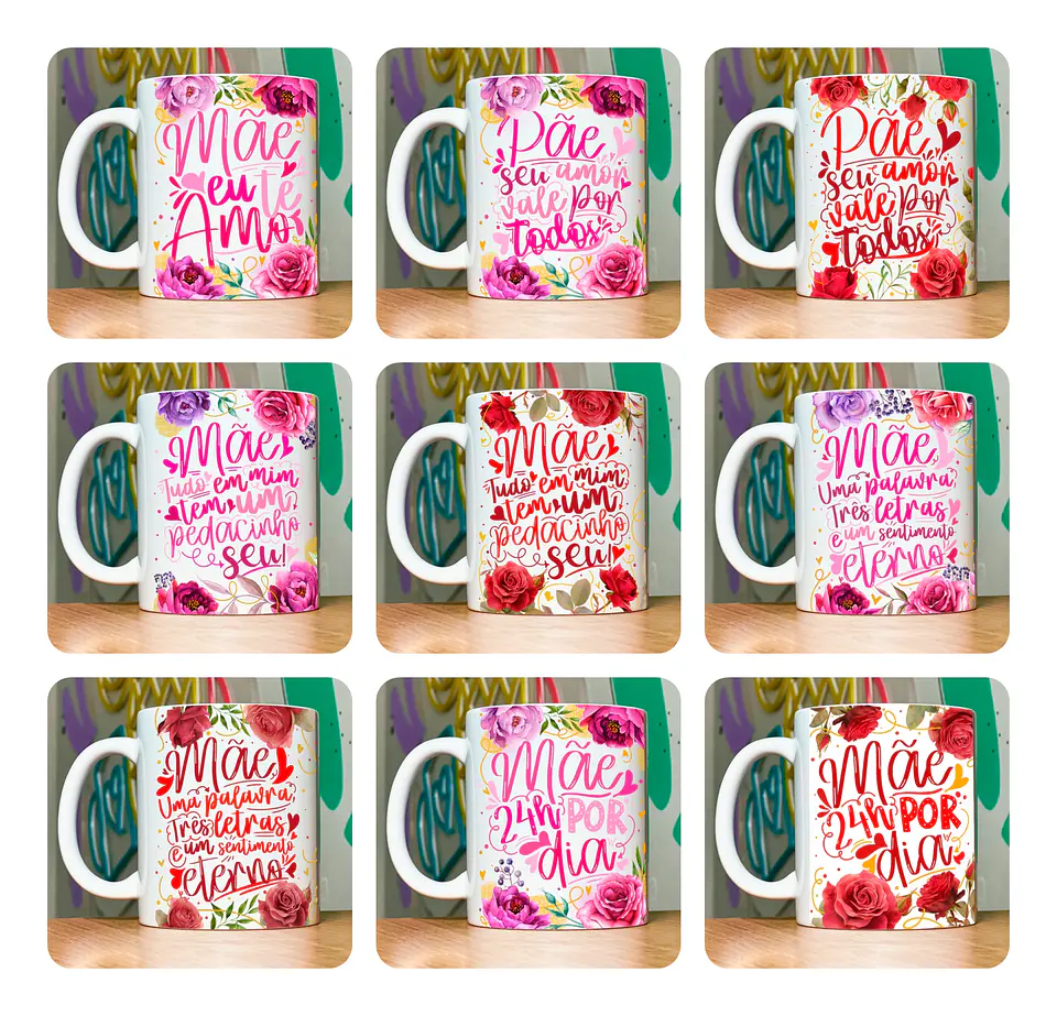 18 Artes para Caneca Dia das Mães Floral Arquivo em Jpg 9