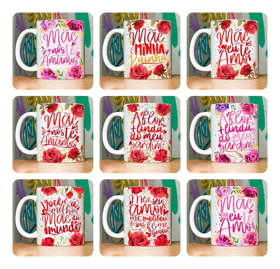 18 Artes para Caneca Dia das Mães Floral Arquivo em Jpg 10
