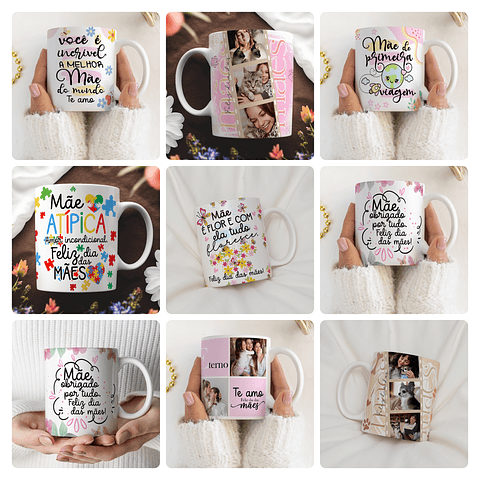 32 Artes para Caneca Dia das Mães Arquivo Editável