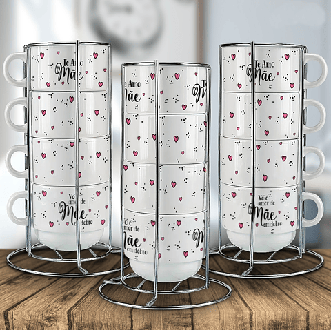 4 Artes para Xicaras Dia das Mãe Delicada Arquivo em Jpg