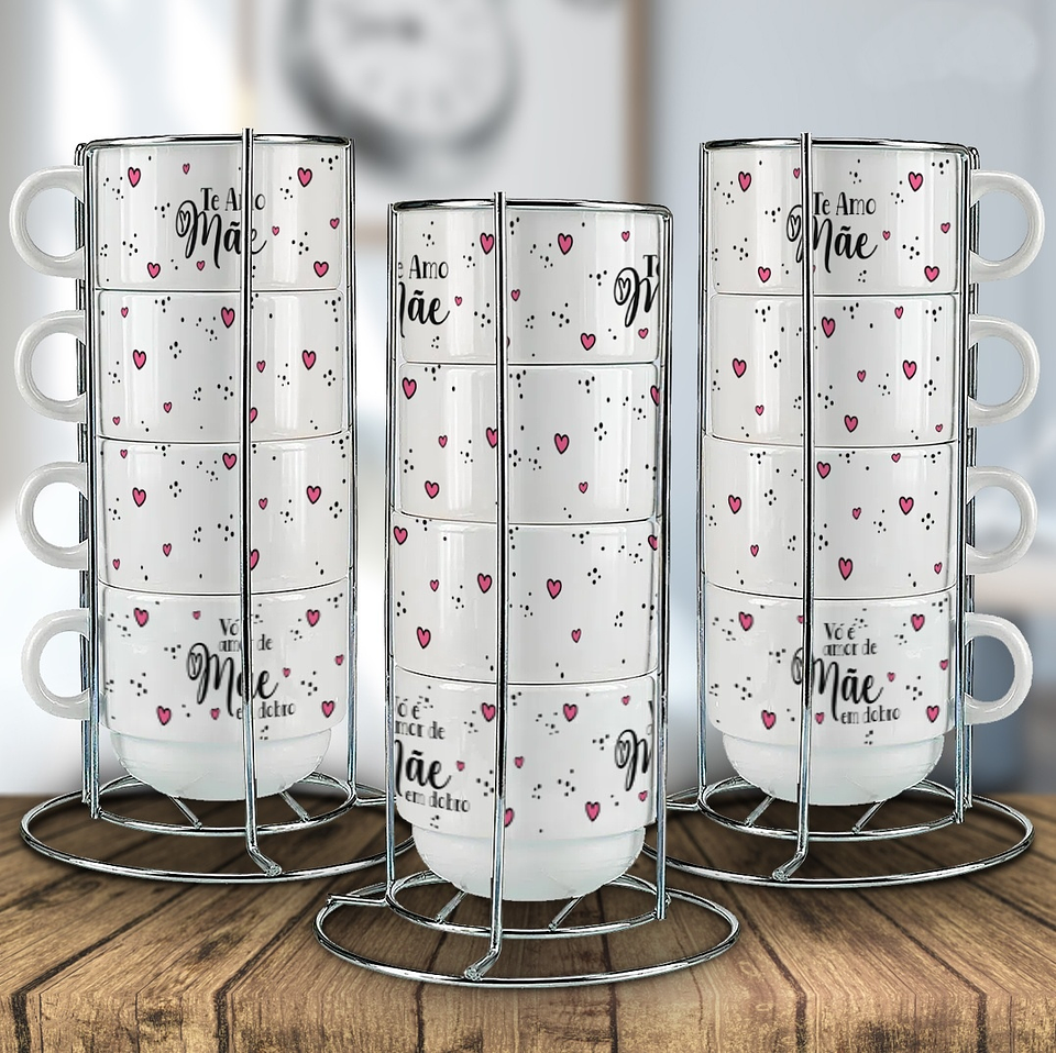 4 Artes para Xicaras Dia das Mãe Delicada Arquivo em Jpg 1
