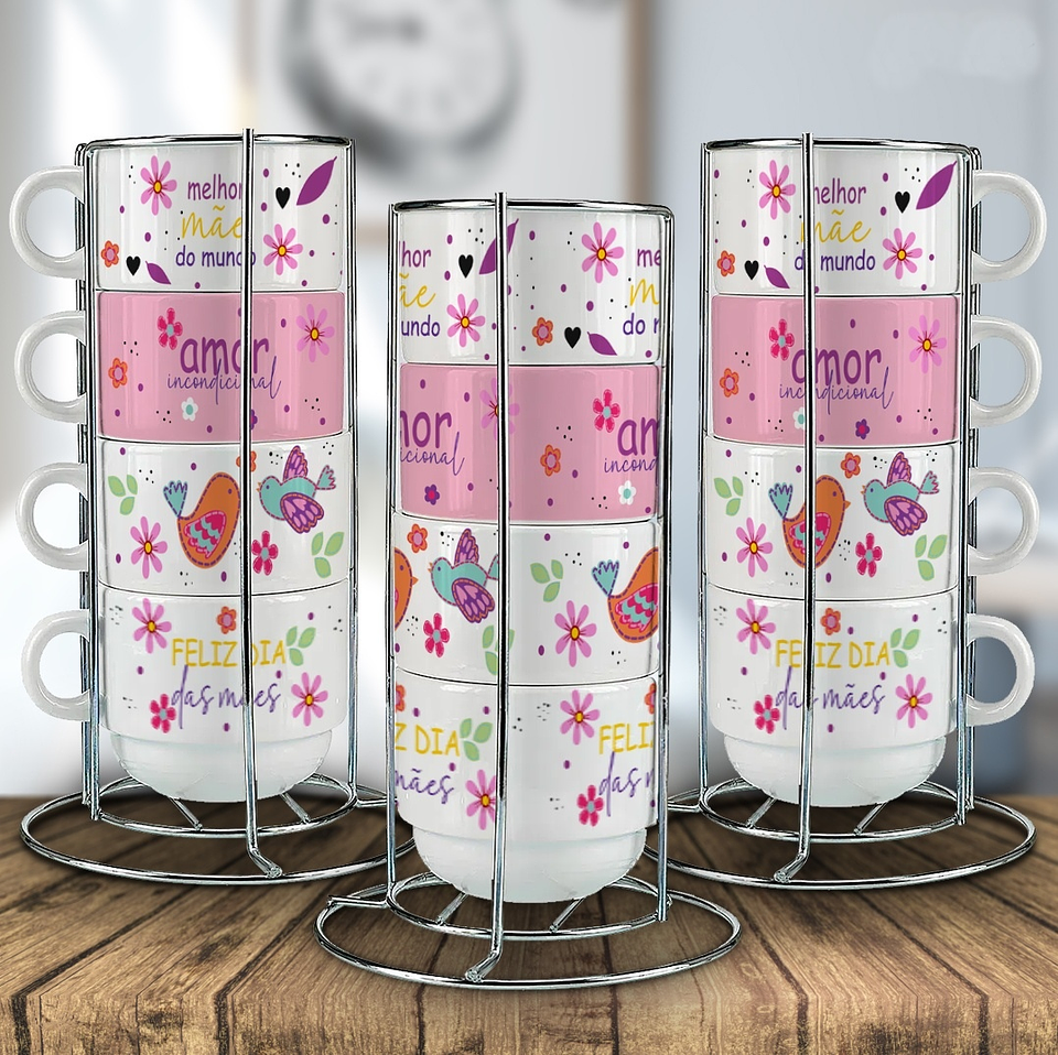 4 Artes para Xicaras Dia das Mãe Delicada Arquivo em Jpg 2