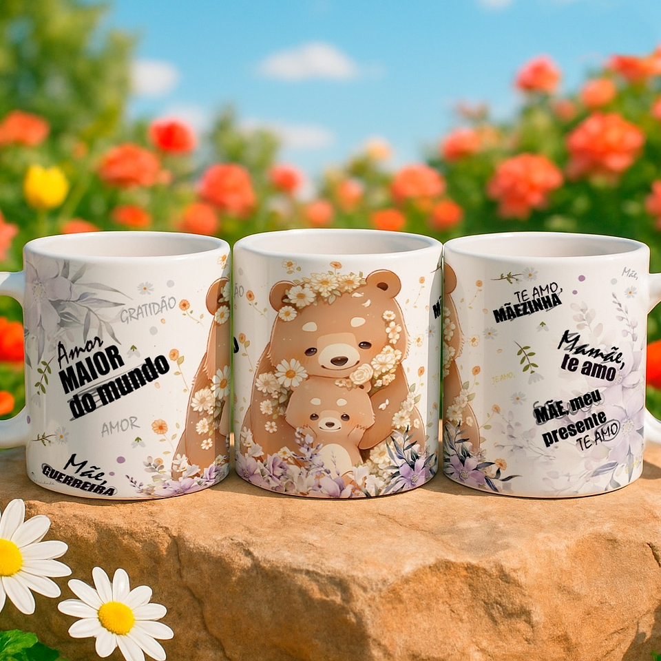5 Artes para Caneca Mãmãe Urso Arquivo Editável  3