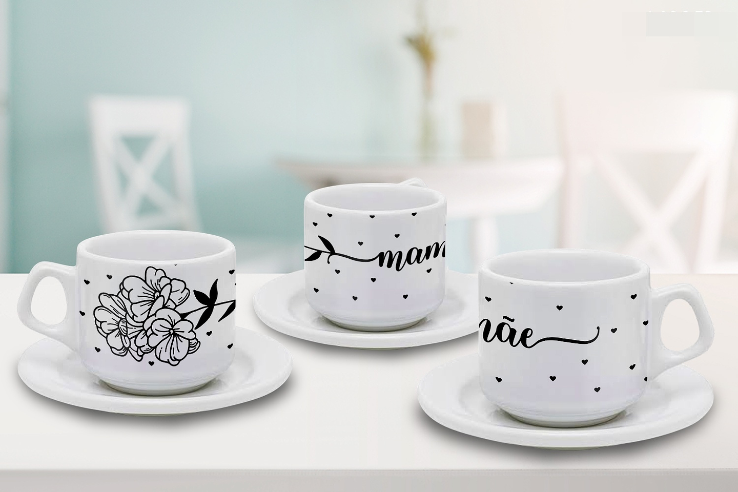 4 Artes para Xicaras Dia das Mãe Delicada Arquivo em Jpg 4