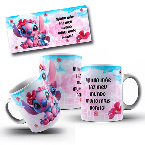 10 Artes para Caneca Dia das Mamãe Stitch Arquivo em Jpg 