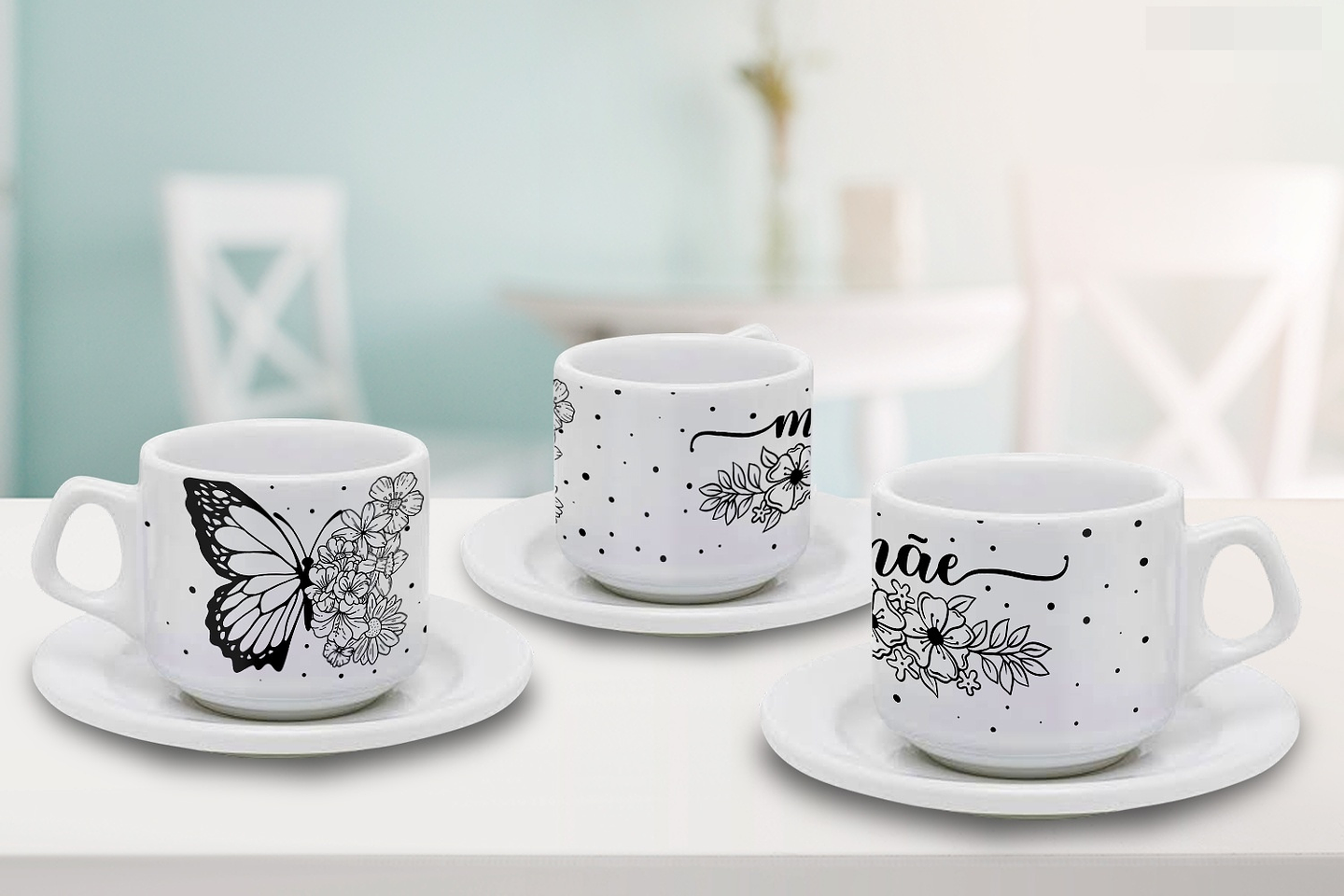 4 Artes para Xicaras Dia das Mãe Delicada Arquivo em Jpg 5