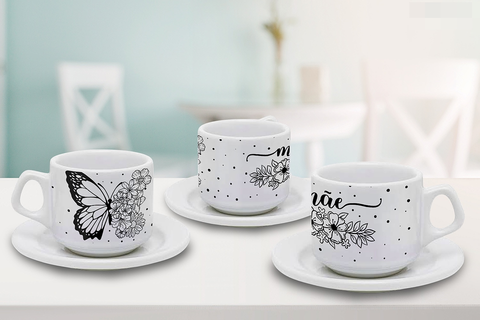 4 Artes para Xicaras Dia das Mãe Delicada Arquivo em Jpg 5