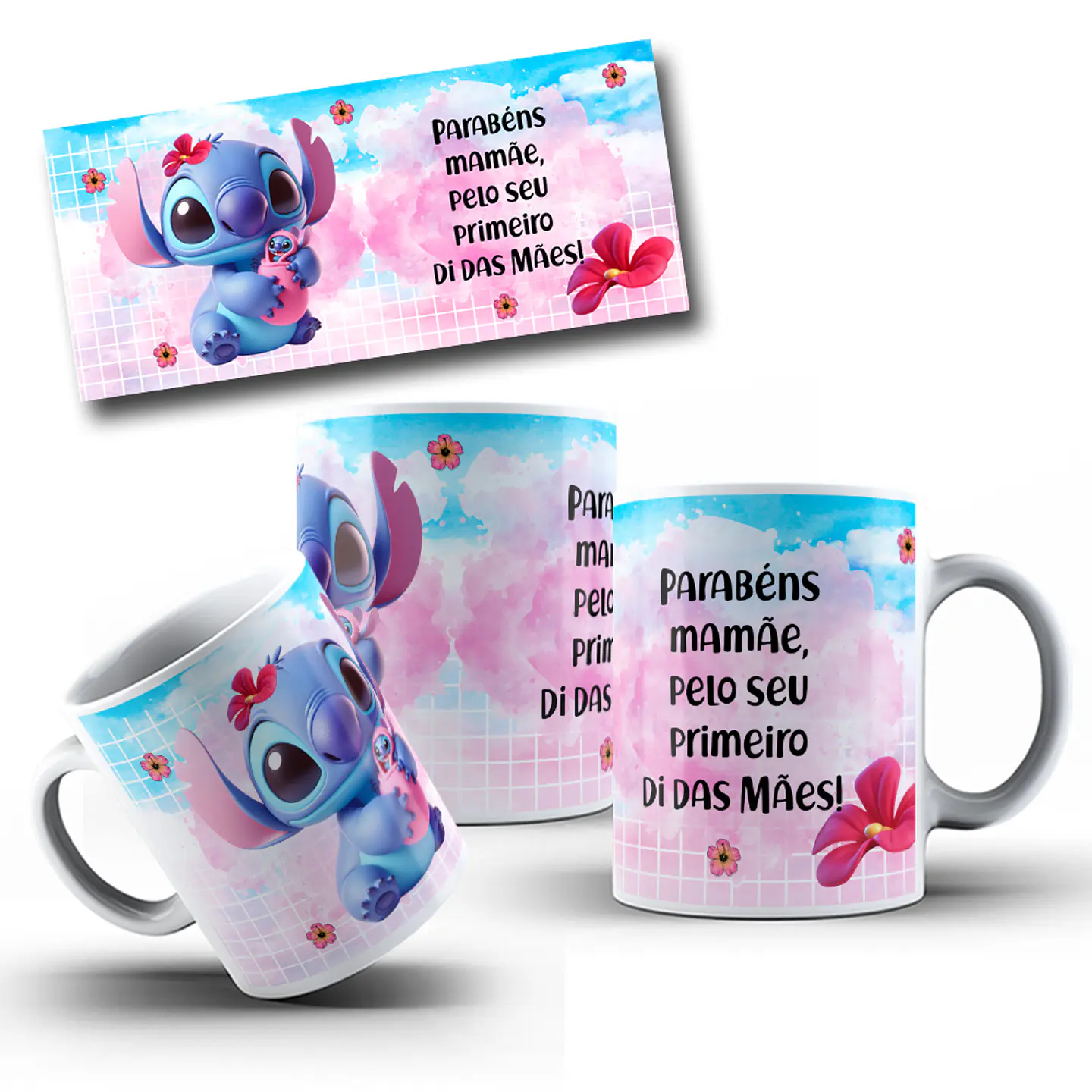 10 Artes para Caneca Dia das Mamãe Stitch Arquivo em Jpg  4