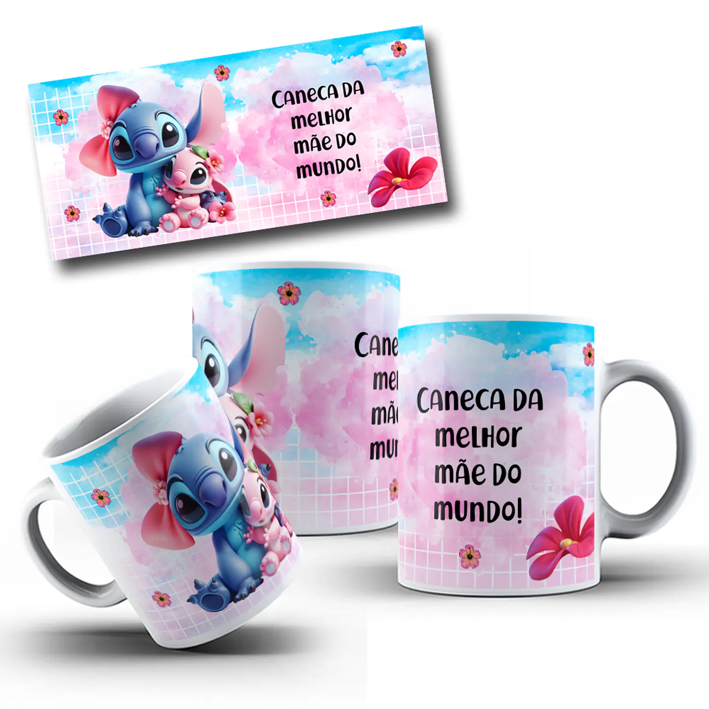 10 Artes para Caneca Dia das Mamãe Stitch Arquivo em Jpg  5