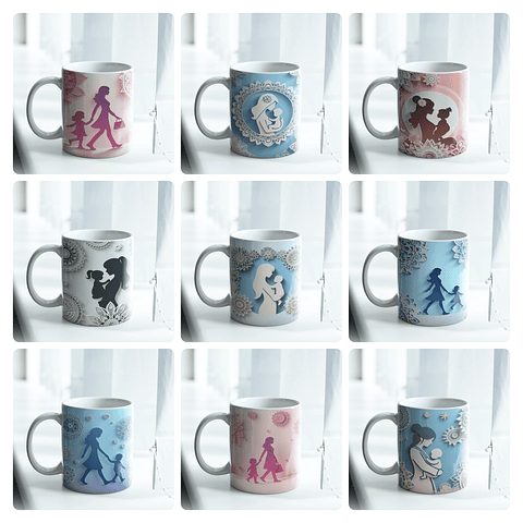 14 Artes para Caneca Dia das Mães Mandalas Arquivo em Jpg 