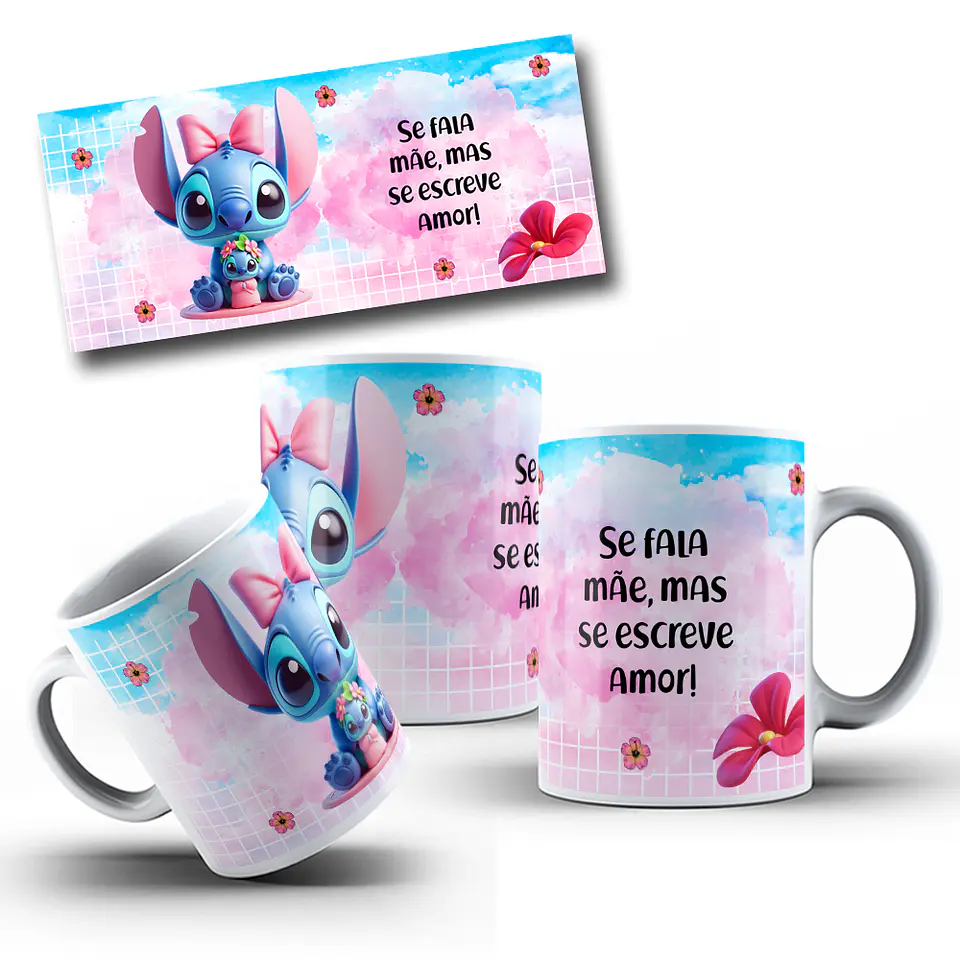 10 Artes para Caneca Dia das Mamãe Stitch Arquivo em Jpg  6