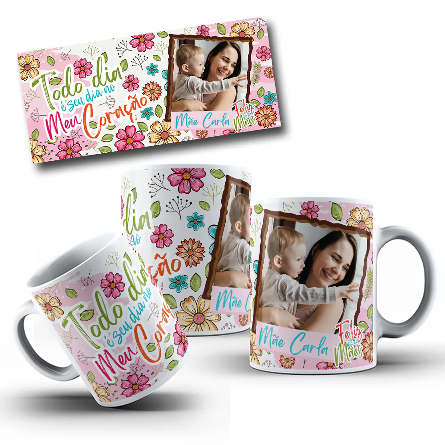 16 Artes para Caneca Dia das Mães Frases Flor de Mãe Arquivo em Jpg  4