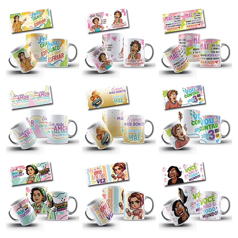 39 Artes para Caneca Dia das Mães Frases Mãe é Tudo Igual Arquivo em Jpg 