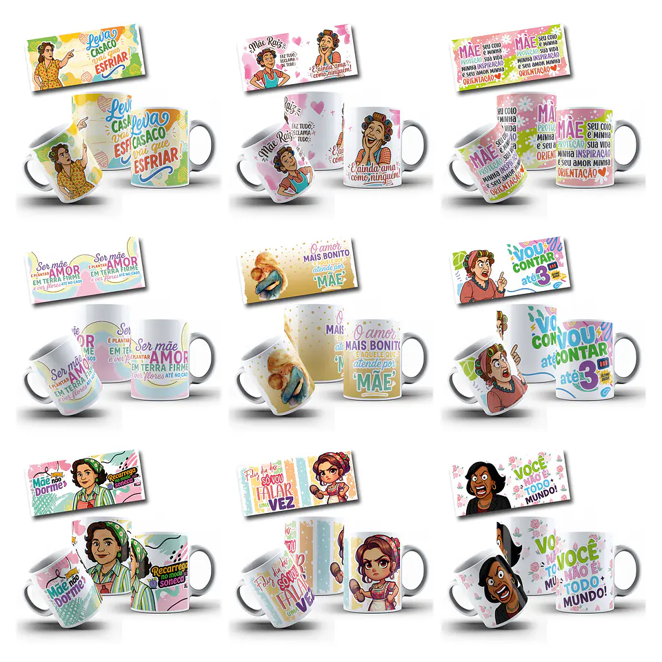 39 Artes para Caneca Dia das Mães Frases Mãe é Tudo Igual Arquivo em Jpg  1