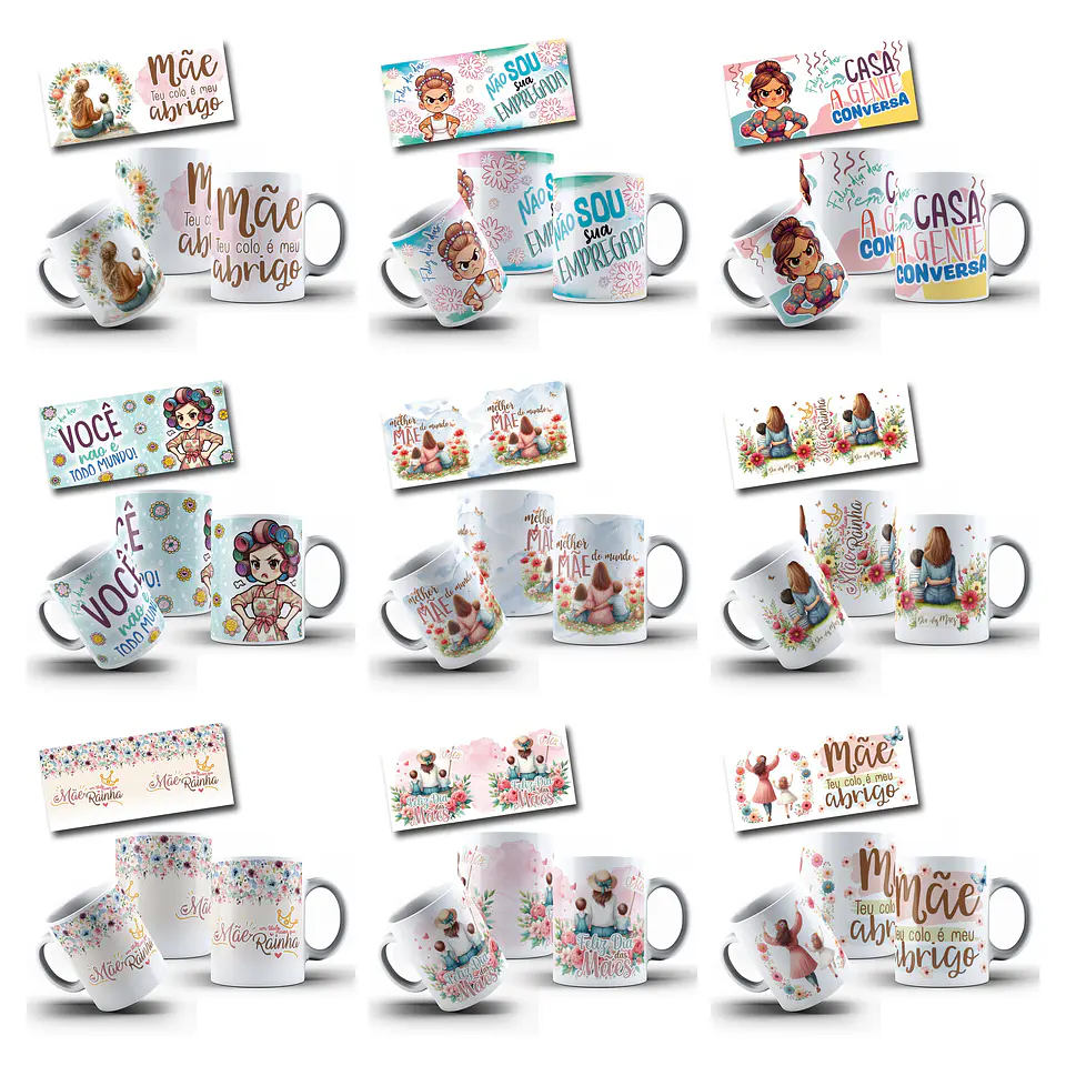 39 Artes para Caneca Dia das Mães Frases Mãe é Tudo Igual Arquivo em Jpg  3